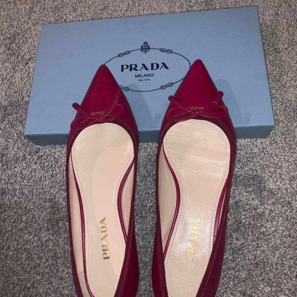 Prada Women's Burgundy Pointed Flats
